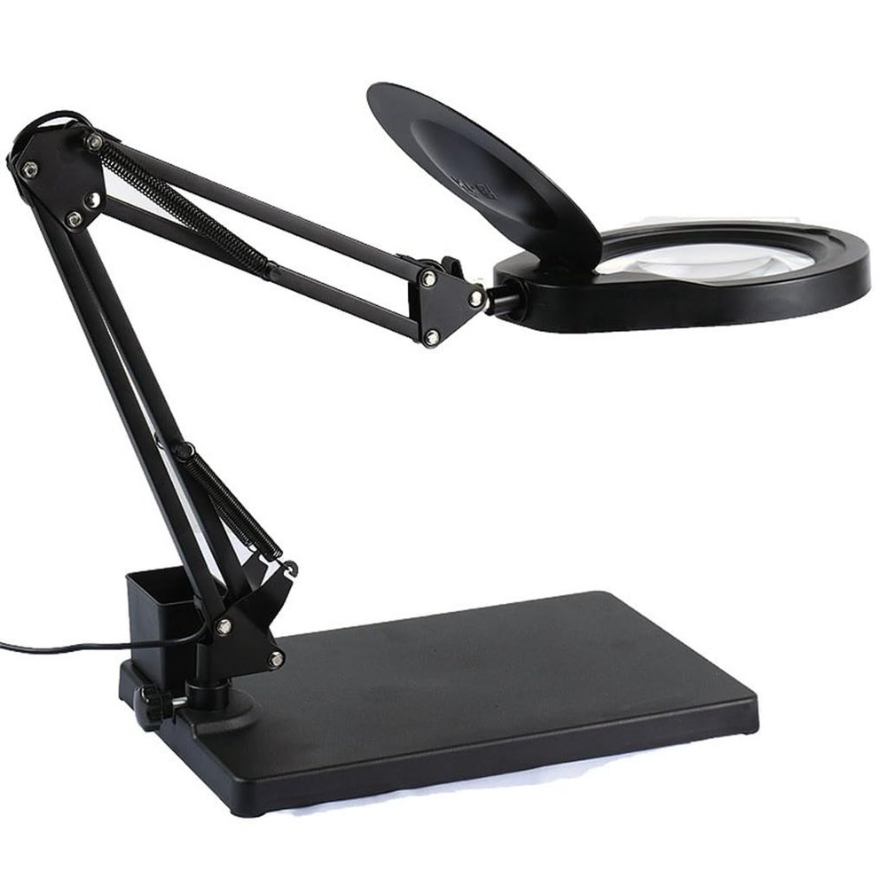 MVUYO Desktop Magnifier Desktop Reading Stand Maintenance Folding Dimming Magnifier