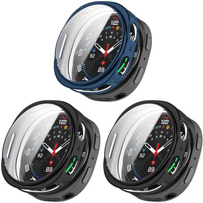 3 Pack Cases Compatible with Samsung Galaxy Watch 8 44mm with Screen Protector, Flexible TPU Shockproof Scratch Proof Cover Case (Black/Blue/Black)