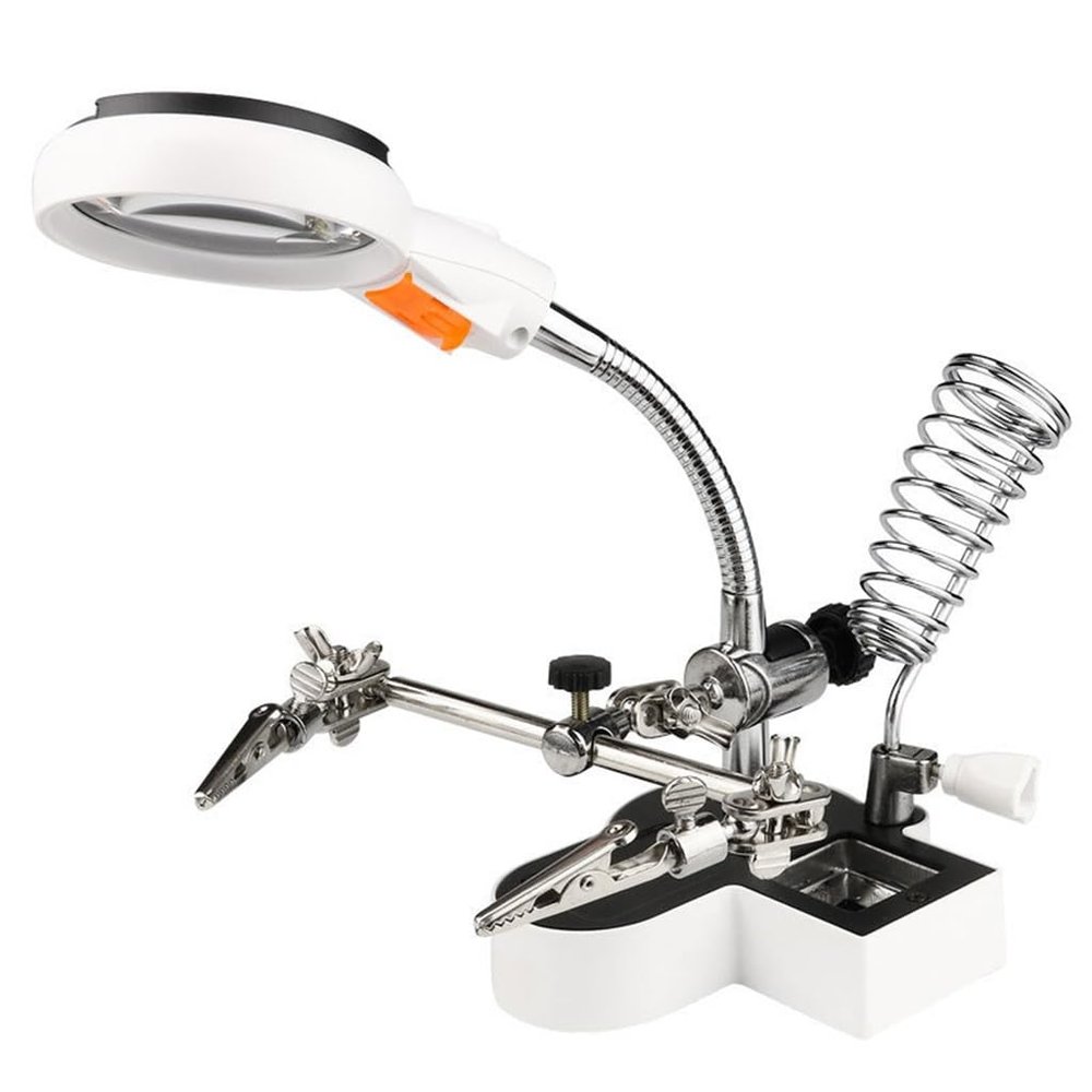 MVUYO Desktop Multifunctional Electric Soldering Iron with LED and Auxiliary Clip Interface