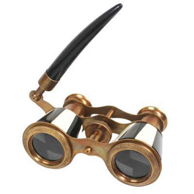 Luxury Opera Glasses with Handle Vintage Brass Theater Binoculars with Black & White Enamel Retro Collectible for Concerts, Gifts & Home Decor