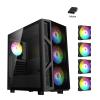 EWAIDI CV103 Color USB3.0 Tempered Glass Side Panel Mid Tower ATX Gaming Computer Case with Fixed Rainbow Fans*4PCS with Mesh view 2