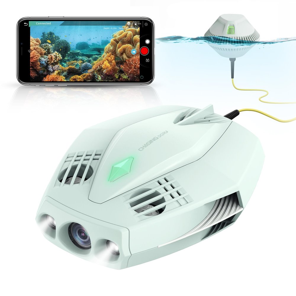 Chasing Dory Underwater Drone - Palm-Sized 1080p Full HD Underwater Drone with Camera for Real Time Viewing, APP Remote Control Purple (LightGreen)