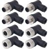 hiSpkNix M12 5-Pin Male & Female Right Angle Aviation Connector, 12mm IP67 Waterproof Circular Panel Socket, 4 Sets (A-Code, Screw-Joint, Unshielded) view 1