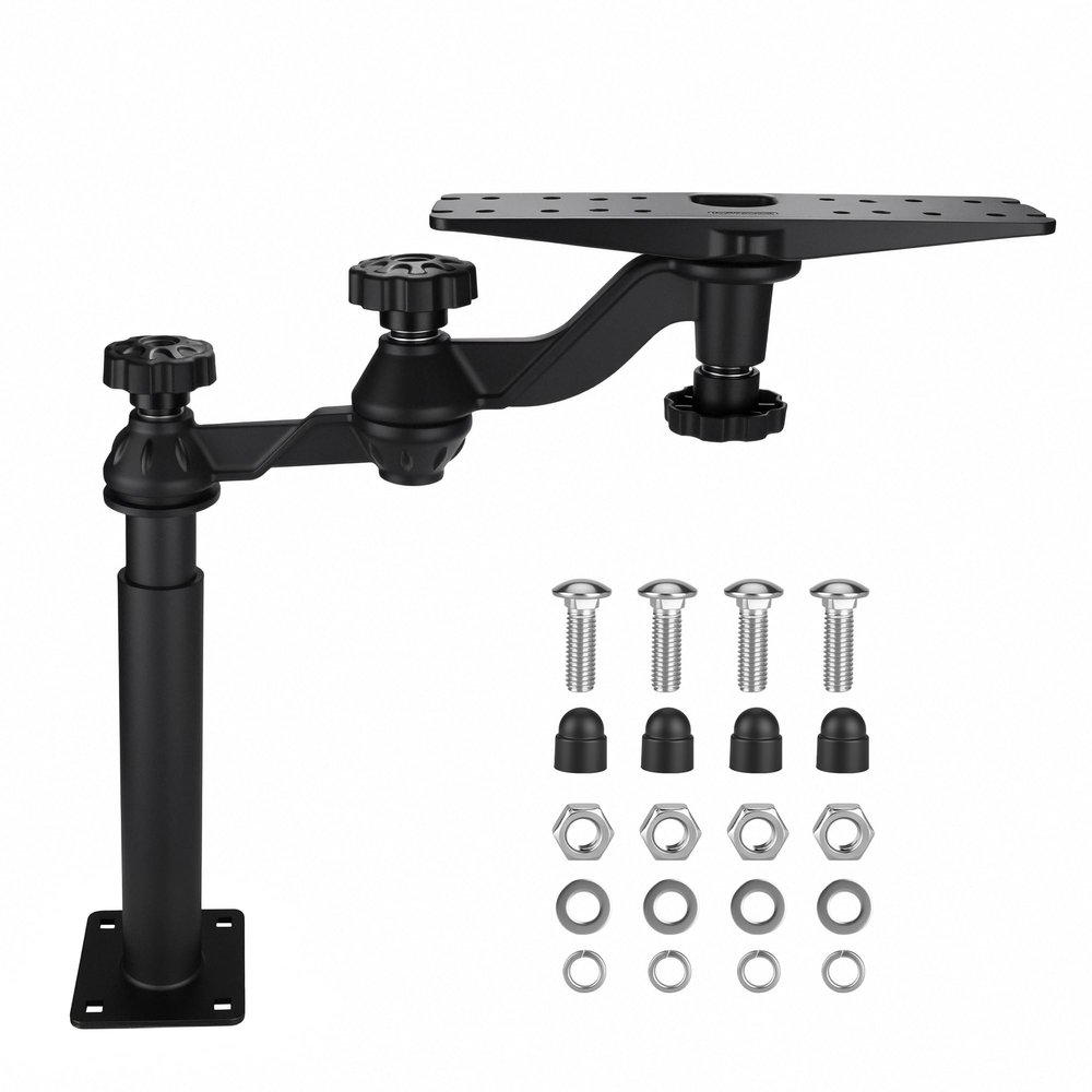 Velpaw Telescoping Fish Finder Mount,for 9"-12" Large Fishfinders & Chartplotters,Height-Adjustable Depth Finder Mount Compatible with Lowrance, Garmin, Humminbird and More,for Boats (Long Arm)