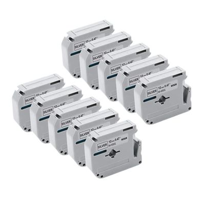 10Pcs MK931 MK-931 M-K931 Black On Silver 12mm Label Tape Compatible with PT-70 PT-90 Label Maker Machine