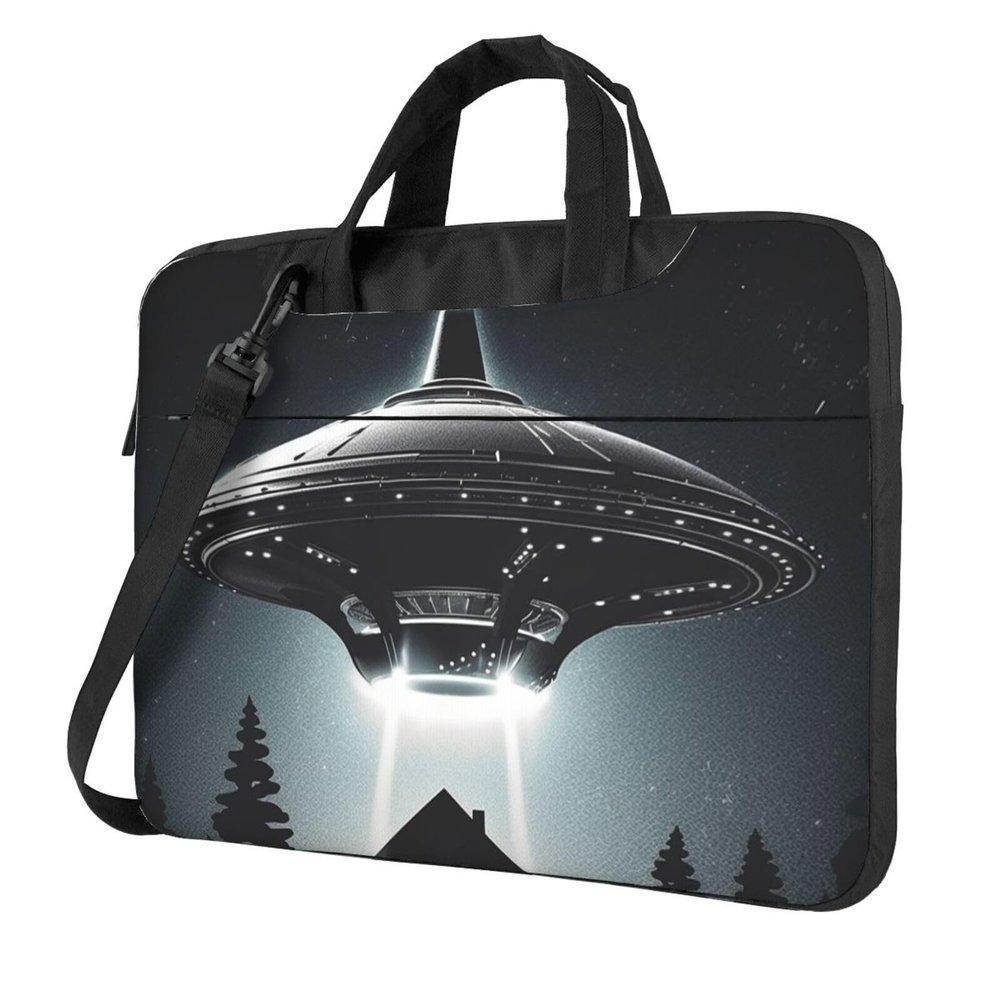15.6 Inch Laptop Shoulder Bag For Men Women,Waterproof Briefcase Messenger Bag Alien Spaceship Ufo Laptop Sleeve Bag W/Strap Handle
