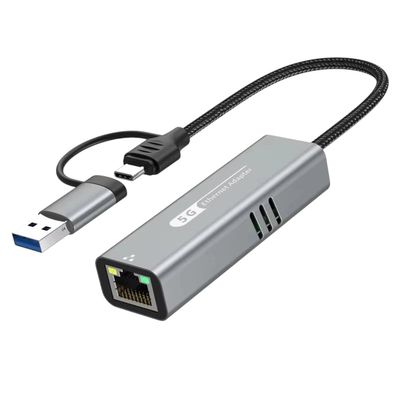 5Gbps USaB 3.2 Type C Ethernet Adapter Rj45 Network Card for 11 Pc/Laptop USaB-C Rtl8157 Chip Converter LAN Internet Cable New 2026 High for Reliable Electronic Component