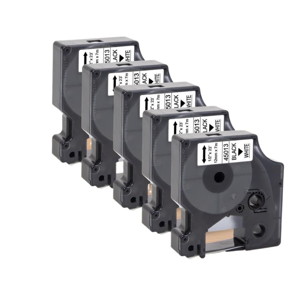 10pcs 12mm D1 Tape 45013 45010 45018 45024 Compatible Label Tape for LabelManager 160 280 Label Maker COLORPOP(5PK Black on White)