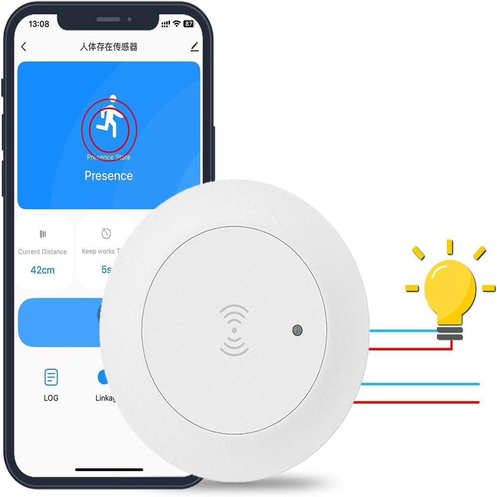 Haozee Human Presence Sensor Light Switch,Zigbee Millimeter Wave Presence Sensor,Auto-On/Auto-Off Smart Motion Sensor Light Switch AC95-250V,Requires TUYA HUB,Support Zigbee2mqtt Home Assistant