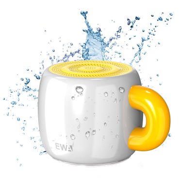 EWA Bluetooth Speaker, Mini Portable Bluetooth Speaker with Creative Cup-Shaped Design, IP67 Waterproof, Loud & Clear Sound, Ideal Gift for Desk, Travel & Holidays, A163 (White)