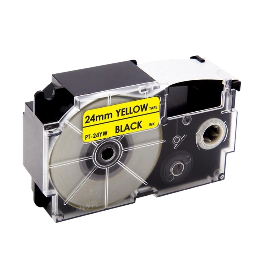 24mm XR 24YW XR 24YW Tape Compatible with XR 24YW Label Printer Ribbon Works with KL E300 KL T70 Label Maker Black On Yellow Tape