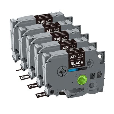 12mm TZe231 Laminated Label Tape 5 Pack 10 Pack Compatible with TZe231 131 431 531 631 731 831 334 335 for PTH110 Label Maker(5PK White on Black)