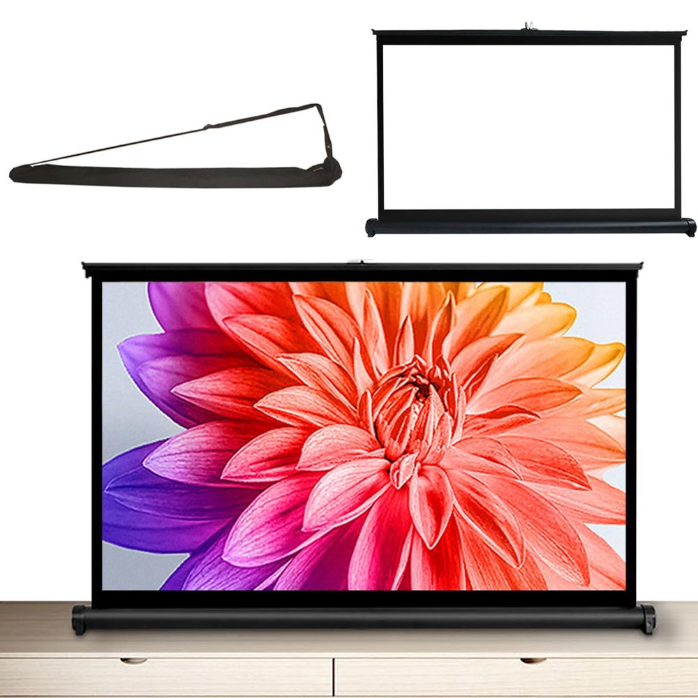 30 40 50 inches Projector Screen Portable Floor Standing Fold-Out Manual, Indoor Outdoor Movie Screen, Adjustable Projection Screen for Indoor Outdoor Home Hotel School Office(4:3,40")