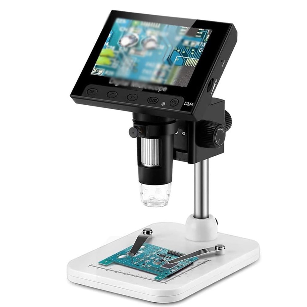 DUYHBAWRS LCD Display Digital Electronic Microscope with 8 LED Stand for Repair Soldering