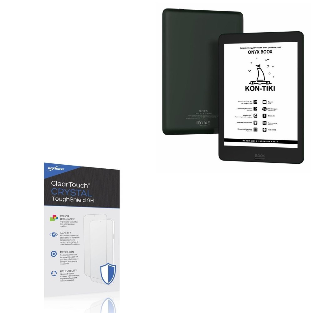 BoxWave Screen Protector Compatible With ONYX BOOX Kon-Tiki 3 - ClearTouch Crystal ToughShield 9H (2-Pack), Clear 9H Tough Flexible Film Screen Protector
