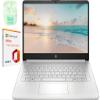 HP 14" LED Business Laptop Computer, 16GB RAM 640GB Storage (128GB UFS + 512GB SD Card), Intel Quad-Core N150 Processor, Windows 11 S & 1-Year Microsoft Office 365 Included, PLUSERA Earphones, Silver view 1