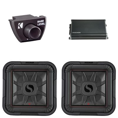 Kicker (2) 46L7T124 12" L7-Thin Subwoofers with CXA1200.1 Amp & Bass Knob Bundle