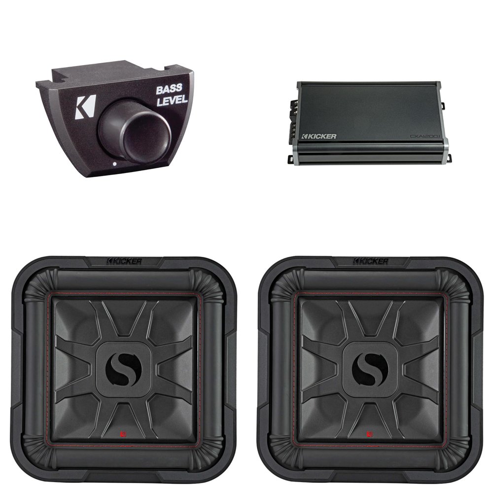 Kicker (2) 46L7T124 12" L7-Thin Subwoofers with CXA1200.1 Amp & Bass Knob Bundle