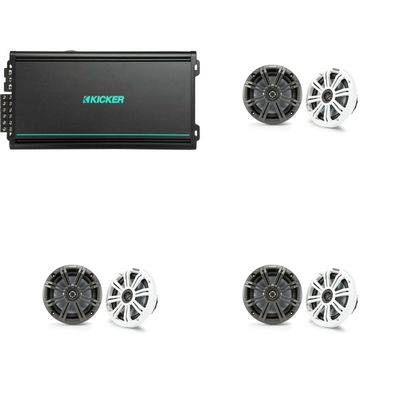 KICKER (3 Pair 45KM654 6.5" Marine Speakers with 48KMA6006 6 Ch. Marine Amp Bundle