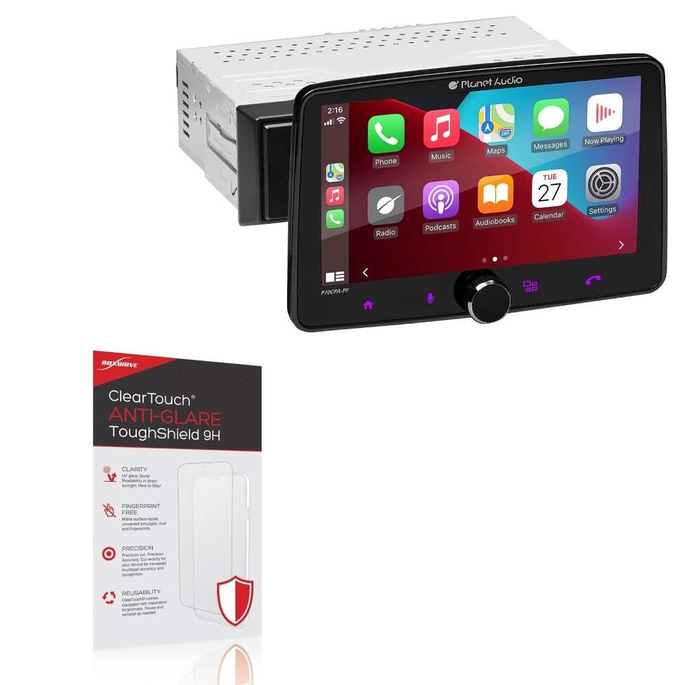 BoxWave Screen Protector Compatible with Planet Audio P70CPA-PF - ClearTouch Anti-Glare ToughShield 9H (2-Pack), Anti-Glare 9H Tough Flexible Film Screen Protector