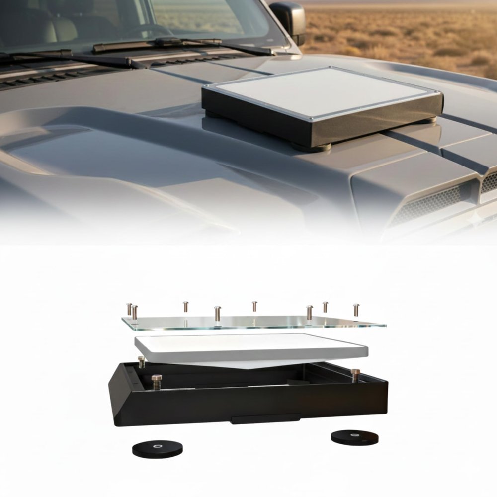 Starlink Mini Roof Mount Kit  266 lbs Vehicle Magnetic Flat Mount, Premium ASA Material with High-Strength Acrylic Cover, 360 Protection and Uninterrupted Signal(Black)