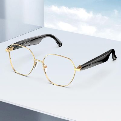 Diyeeni Smart Translation Glasses, 163 Languages Real Time Voice Translator Glasses with Anti Blue Light Lens, Metal TR Frame for Travel Music and Calls,