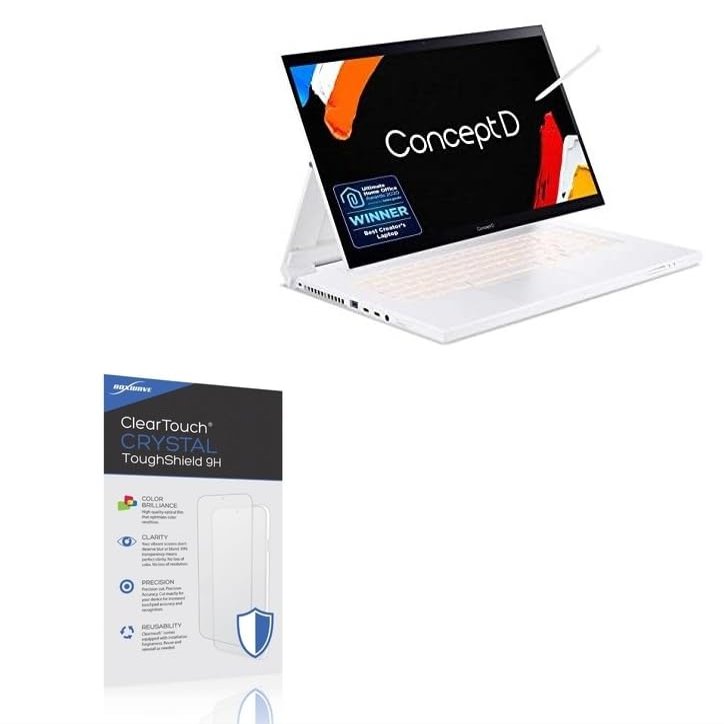 BoxWave Screen Protector Compatible With Acer ConceptD 7 Ezel (CC715-72G) - ClearTouch Crystal ToughShield 9H (2-Pack), Clear 9H Tough Flexible Film Screen Protector