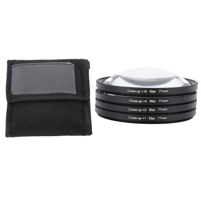 Yunir Close Up Macro Lens Filter Kit with +1, +2, +4, +10 Lenses for Photography, Optical Glass Filters, Double Threaded Construction, Protective Pouch Included for Various Subjects (77mm)