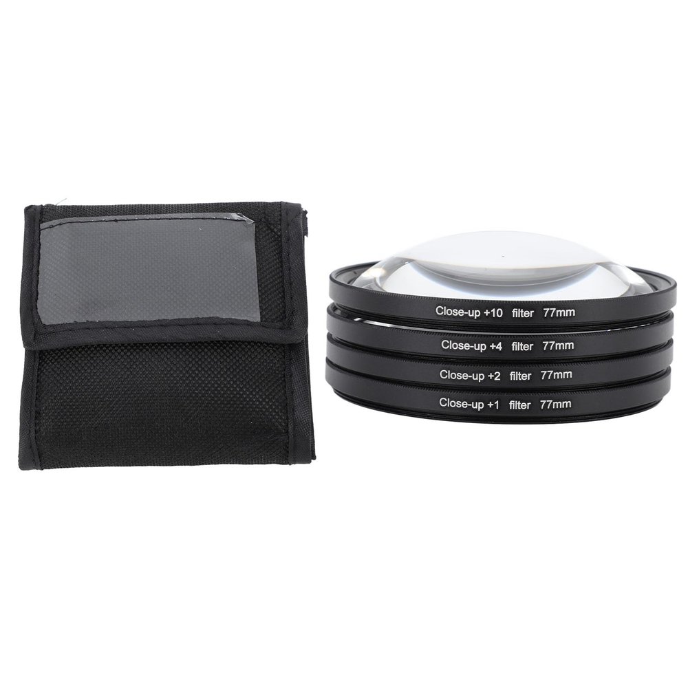 Yunir Close Up Macro Lens Filter Kit with +1, +2, +4, +10 Lenses for Photography, Optical Glass Filters, Double Threaded Construction, Protective Pouch Included for Various Subjects (77mm)