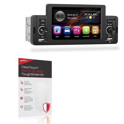 BoxWave Screen Protector Compatible with Podofo Single Din Car Stereo (with Carplay) (5 in) - ClearTouch Anti-Glare ToughShield 9H (2-Pack), Anti-Glare 9H Tough Flexible Film Screen Protector