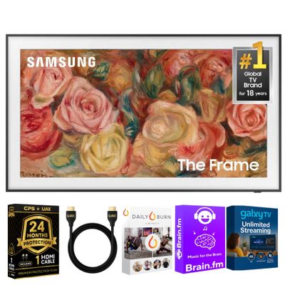 Samsung 65-Inch The Frame LS03D QLED 4K Smart TV Bundle, Quantum HDR, Art Mode, Slim Fit Wall Mount, Alexa Built-in w/AUX HDMI Cable, CPS 24-Month Protection, Streaming Bundle