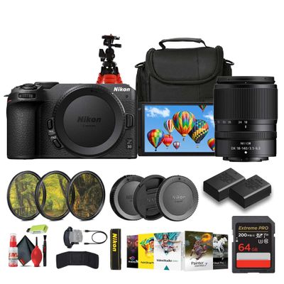 Nikon Z30 Lightweight Mirrorless Camera with NIKKOR Z DX 18-140mm f/3.5-6.3 VR Lens+ ENEL25 Replacement + Soft Case + Memory Card Wallet + 64GB Card + Tripod + Photo Software + More