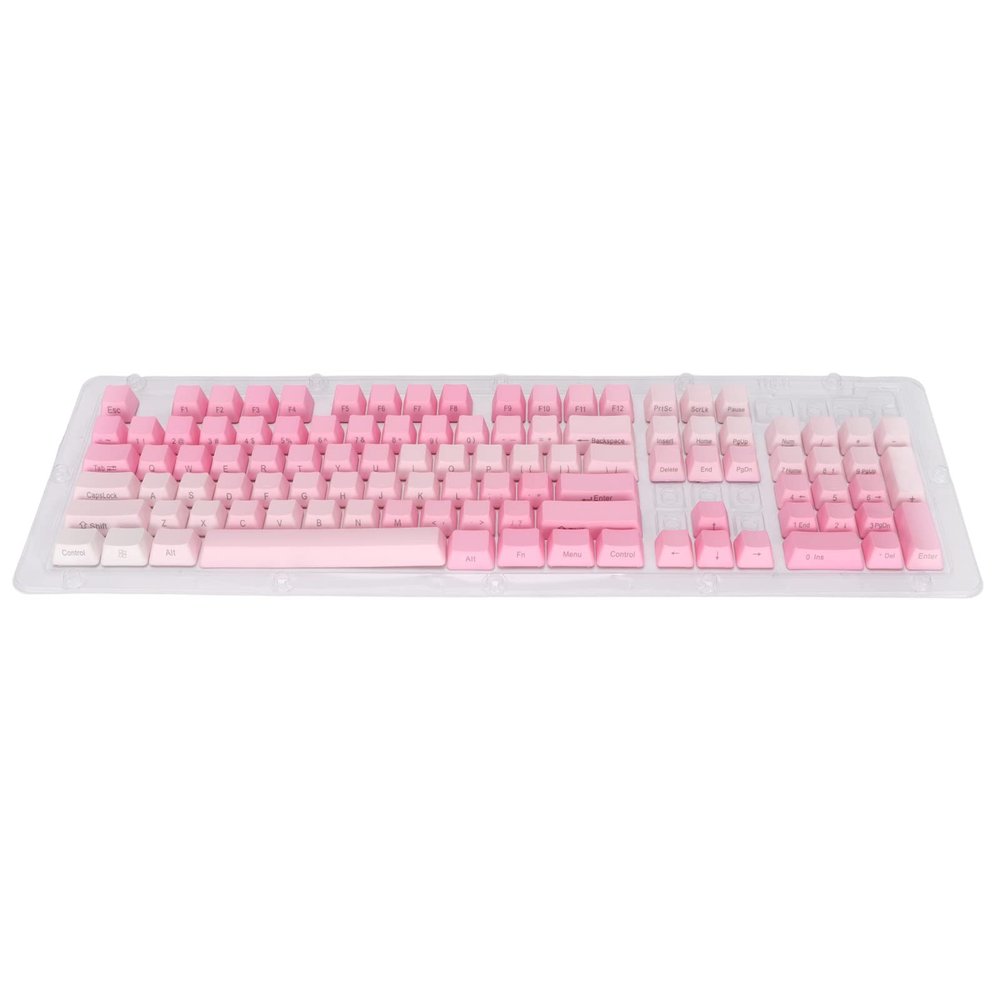 104pcs Custom Keycaps, Pink White PBT Material, Opaque Side Engraving, Oil Coating, Matte Ergonomic Design, Replacement for Most 61/87/104 Mechanical Keyboards