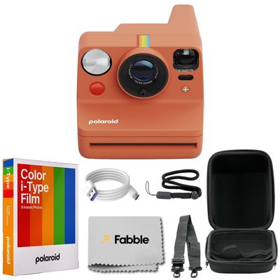 Polaroid Now+ Generation 3 I-Type Instant Film Camera (Coral) Bundle with Polaroid Color I-Type Film (8 Exposures), Hard Protective Case and USB-C 6ft. Cable