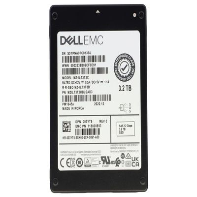 03YT5 3.2TB SAS 12Gbps MU 3-DWPD 2.5" SFF SSD PM1645a MZILT3T2HBLSAD3 Compatible with Dell PowerEdge