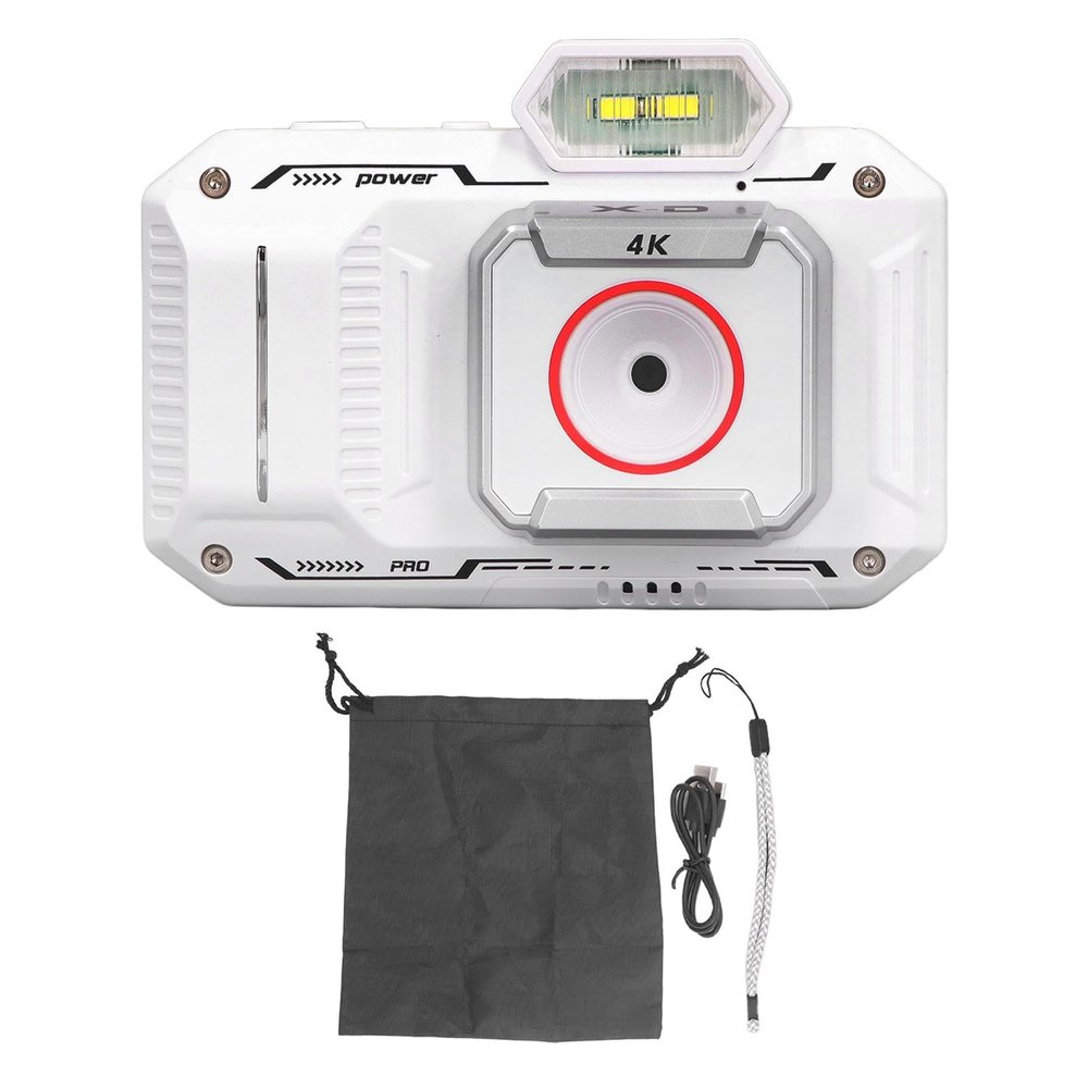 65MP 4K HD Digital Camera with 18X Digital Zoom, 2.88 Inch LCD Screen, Autofocus, Anti Shake for Vlogging, Photography and Recording Life Moments (White)