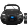 Portable CD Player Boombox with FM Radio, Top Loading CD Stereo Boom Box for Home, Bluetooth, Remote Control, LED Light, Headphone/Mic Jack, Support CD-R/RW/MP3-CD, USB, LCD Display, Black view 1