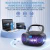 Portable CD Player Boombox with FM Radio, Top Loading CD Stereo Boom Box for Home, Bluetooth, Remote Control, LED Light, Headphone/Mic Jack, Support CD-R/RW/MP3-CD, USB, LCD Display, Black view 4