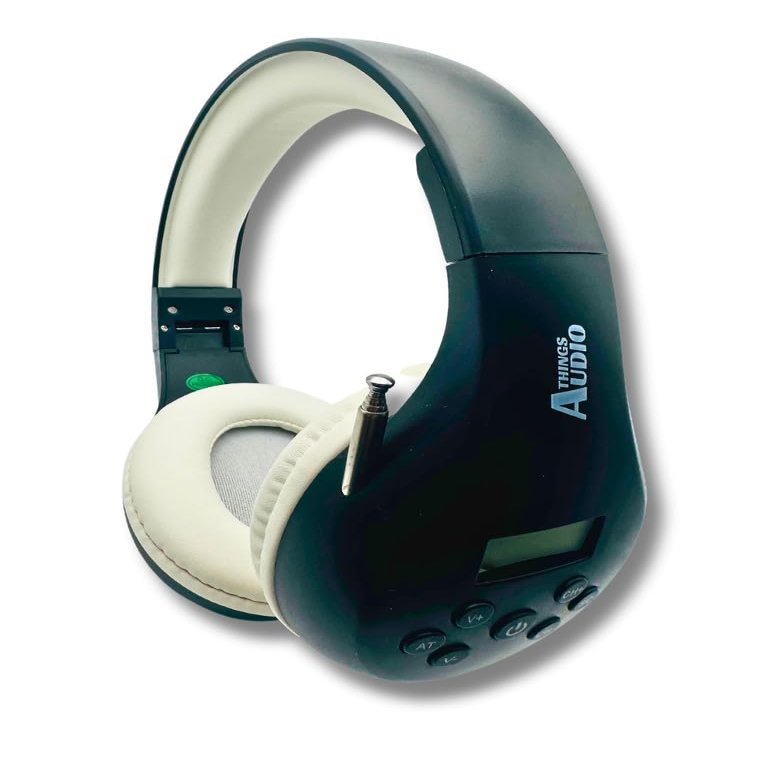 KQEC FM Radio Headphones, Black & White