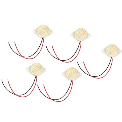 Electronic Buzzer Alarm, 5pcs DC 3-24V 95dB Active Buzzer Alarm Sounder Continuous Sound Beep with Wire Lead (Pack of 5)