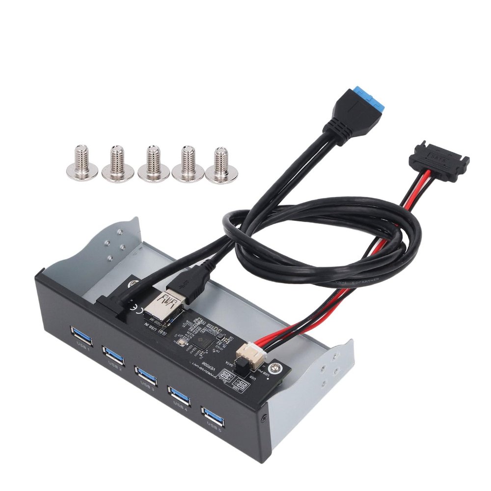 5.25 Inch 19 Pin Front Panel USB Hub, 5xUSB3.2 GEN1 Ports, GL3510 Controller, Multi System Compatibility for WIN7 8 10 2003 OS X