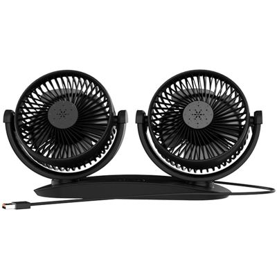 25.8x9.5x16.7CM Car Fan Vehicle Cooling Fan USB Adjustable duals Head USB Car Desk Fans Three Wind Power For Car Truck Van SUV RV Boat Sedan Cruise Home offices