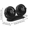 25.8x9.5x16.7CM Car Fan Vehicle Cooling Fan USB Adjustable duals Head USB Car Desk Fans Three Wind Power For Car Truck Van SUV RV Boat Sedan Cruise Home offices view 4