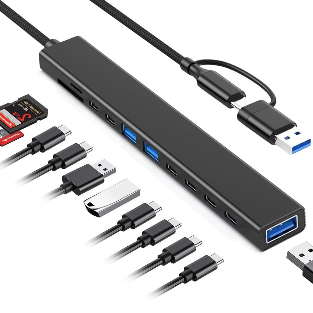 11 in 1 USB C Hub USB Hub 3.0 with SD Card Reader, VIENON USB Extender with Memory SD/Micro SD Card Reader, for Laptop, PC, MacBook, iPad Pro, iMac-Aluminum