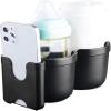 Drink Beverage Holder with Cellphone Holder for Wheelchair Walker Pushchair Double Cup Holder Bottle Organiser Pram Cup Holder Pushchair Double Cup Holder Rotation Drink Beverage Holder view 1