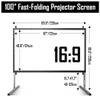 100" 120" Foldable Portable Projector Movies Screens, Outdoor Projector Screen with Stand for Backyard Home Theater Camping Party(100"(16:9)) view 3