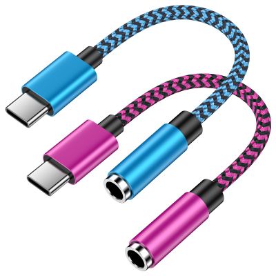 [2-Pack] USB C to 3.5mm Headphone Adapter for Samsung Galaxy S26 S26+ S26 Ultra, Type C to Aux Audio Jack Dongle with DAC Chip, Mic & Volume Control for Galaxy S25/S24, iPhone 17/16/15, Pixel 10/9/8/7
