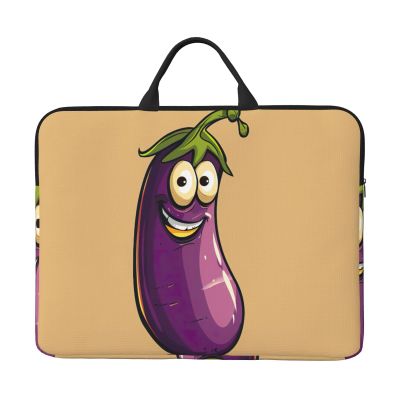 Cartoon Eggplant Print Laptop Carrying Case, Laptop Sleeve Case, Computer Bag, Traveling Computer Cover For 14 Inch