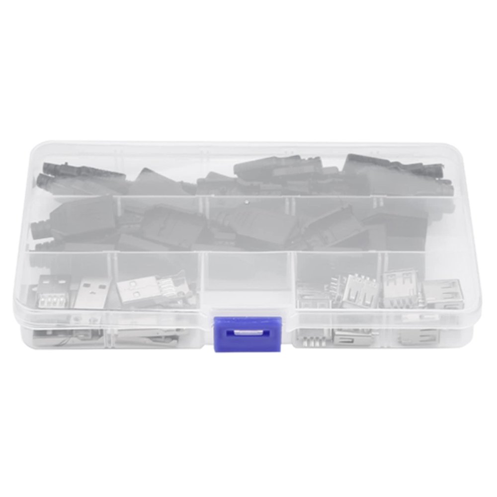 20Set USB Connector with Type A Male and Type - A 2.0 Female Plug Socket Ideal for Making Own USB Cables with Black Plastic Shell