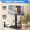 QICBYING Mobile TV Cart On Wheels - Portable Floor TV Stand Holds, for 32-75 Inch LED Flat Screen, Height Adjustable Mobile TV Cart, Horizontal and Vertical Screen Fixed, Up to 80kg(32-55in tv) view 3